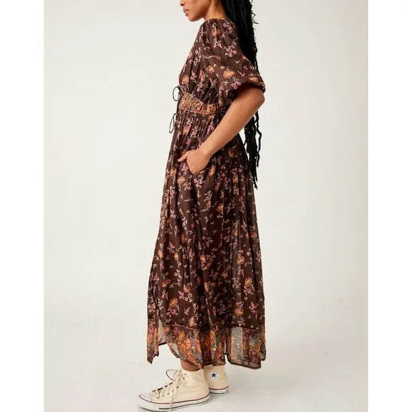 🎉LAST CHANCE🎉 FREE PEOPLE Lysette Maxi Dress / Chocolate Combo - Picture 2 of 10